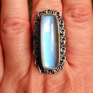 New Rainbow Dichroic Glass 925 Silver Ring.